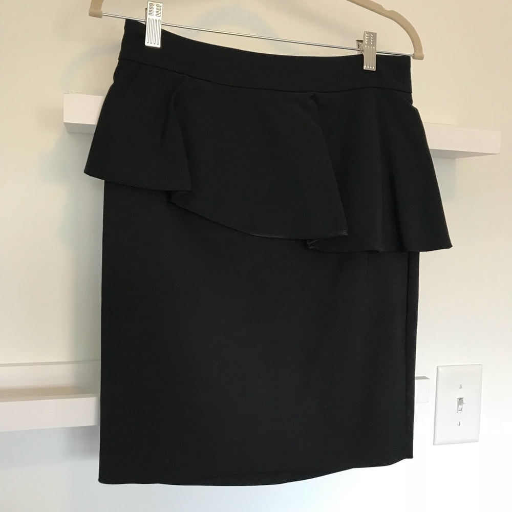 Black Peplum Pencil Skirt